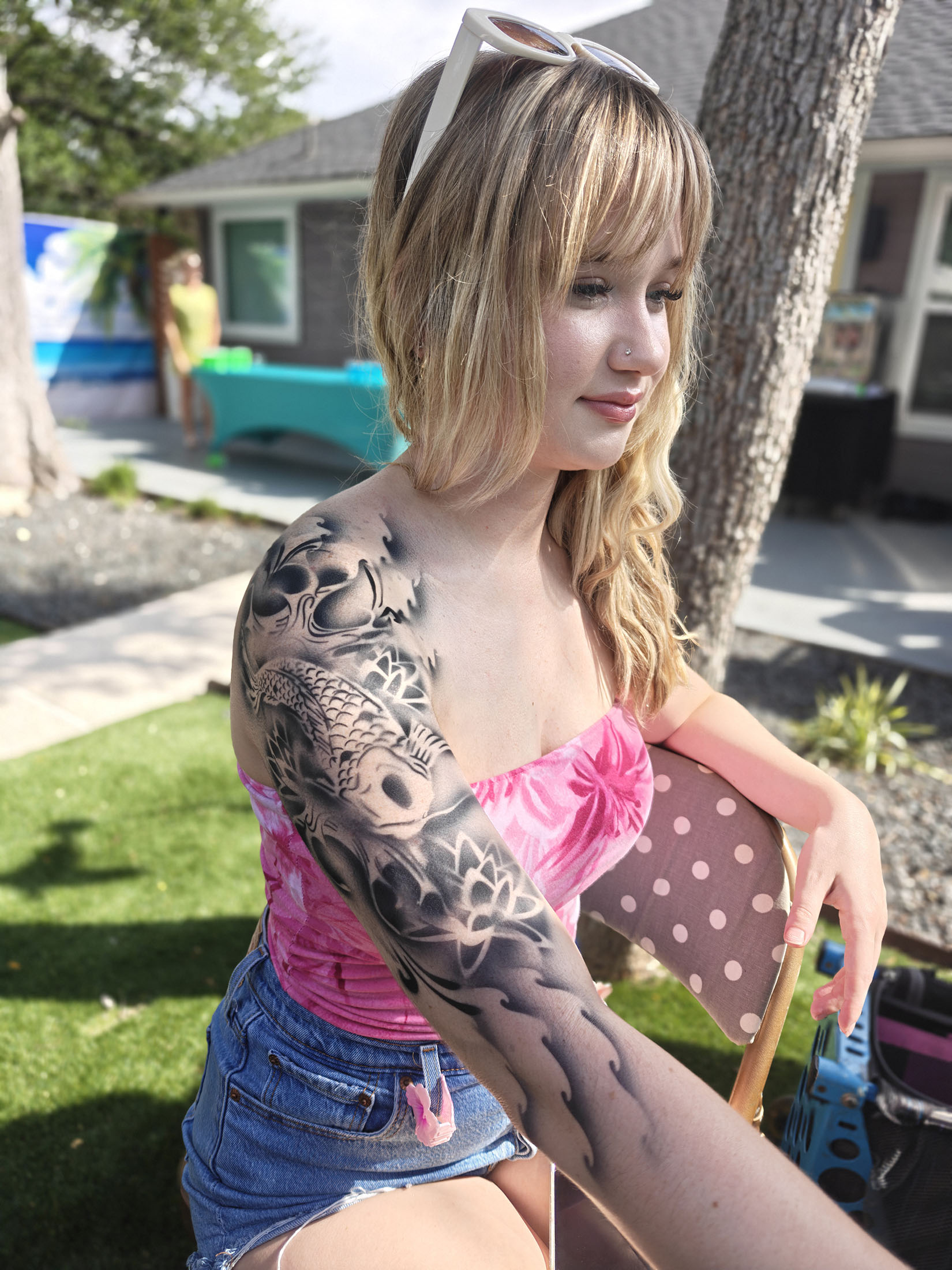 Detailed body art at an event